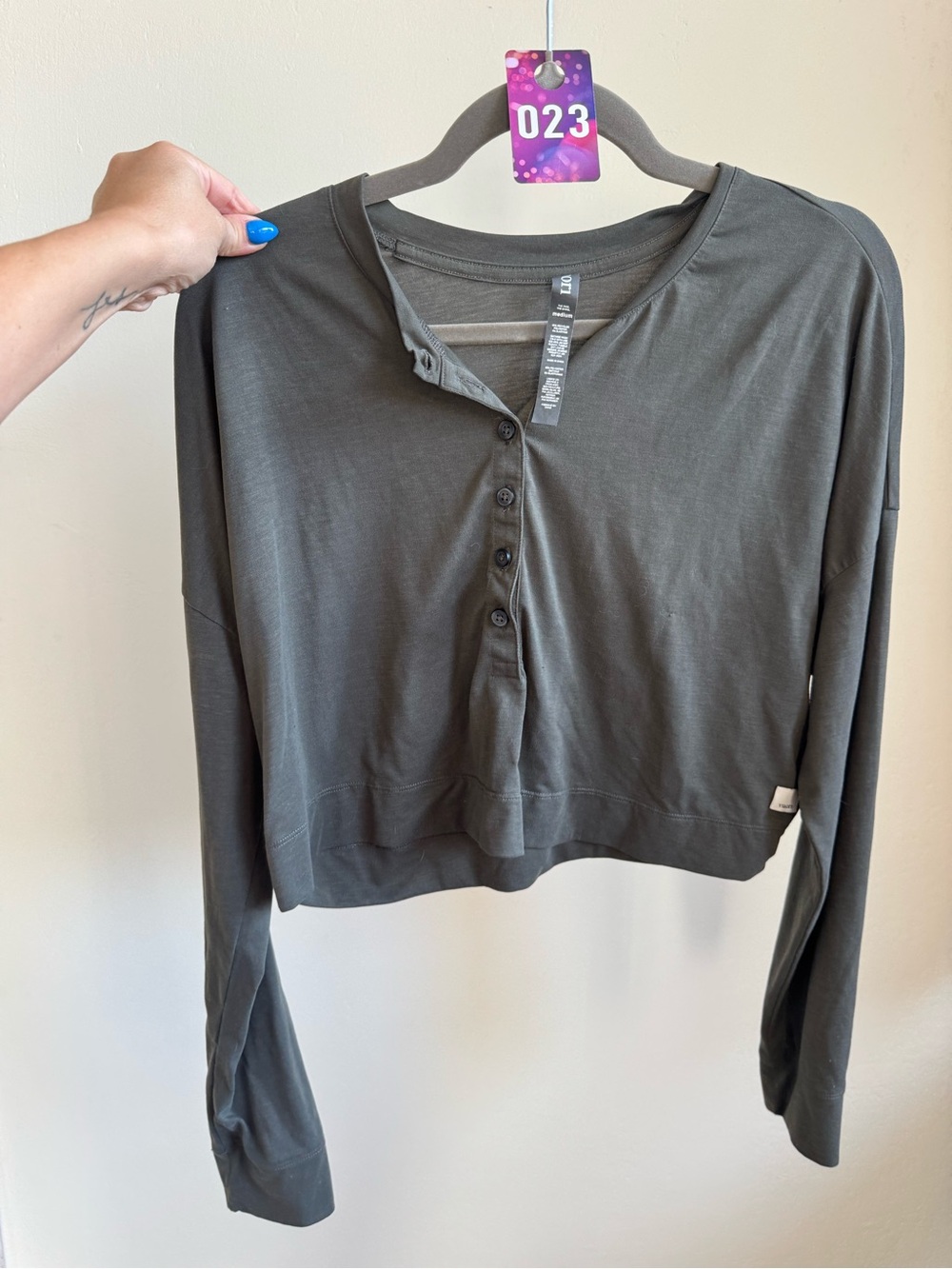 23. Vuori Avalon Long-Sleeve Henley Crop Top